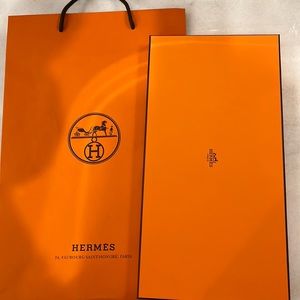 Authentic Hermes shopping tote and box.